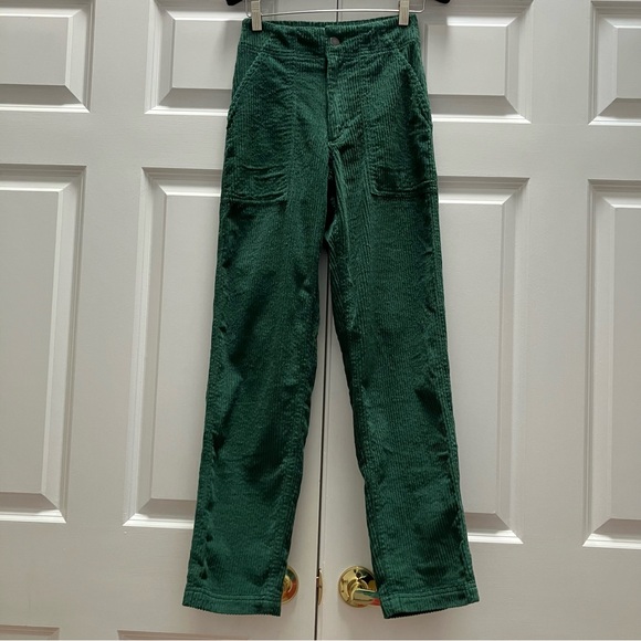 NWT Pact Wide Wale Corduroy Straight Leg Pants Organic Cotton Dark Green size XS - Picture 4 of 16